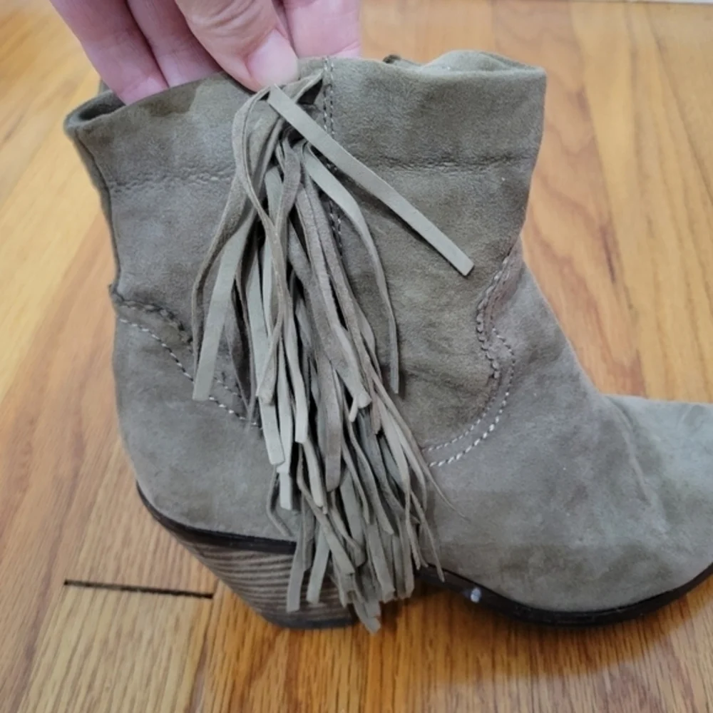 Sam Edelman Women's Louie Western Fringe Boot Tan Size 6 Suede‎ Leather Festival